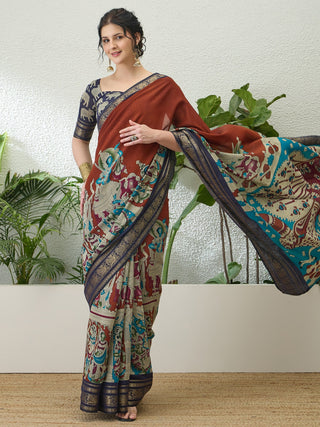 Svarika Comfortable PV Cotton Saree for Daily & Festive Wear ClothsVilla