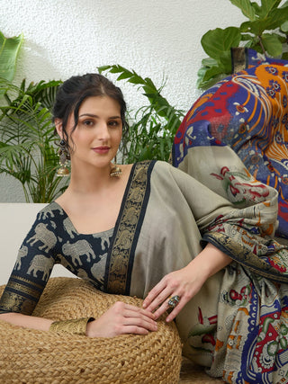 Svarika Comfortable PV Cotton Saree for Daily & Festive Wear ClothsVilla