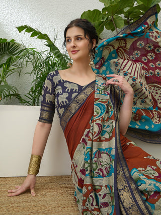Svarika Comfortable PV Cotton Saree for Daily & Festive Wear ClothsVilla