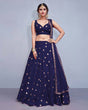 Load image into Gallery viewer, Tafeta Silk Navy Blue Lehenga Choli Dupatta Set with Real Mirror Work ClothsVilla