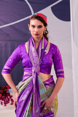 Tasar Silk Floral Printed Saree ClothsVilla