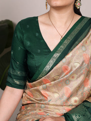 Tasar Silk Floral Printed Saree ClothsVilla