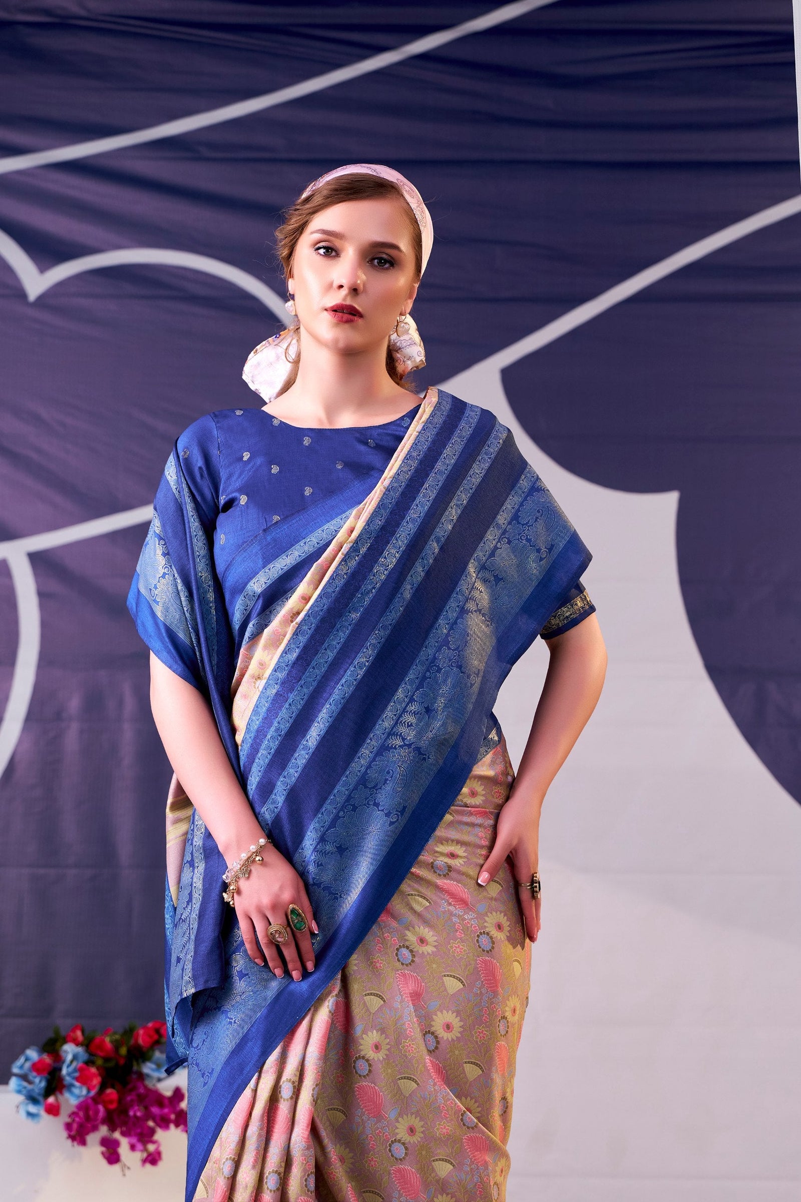Tasar Silk Floral Printed Saree ClothsVilla