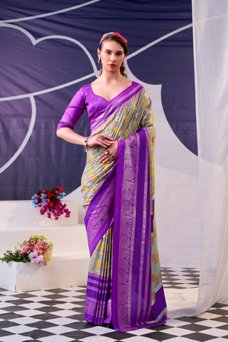 Tasar Silk Floral Printed Saree ClothsVilla