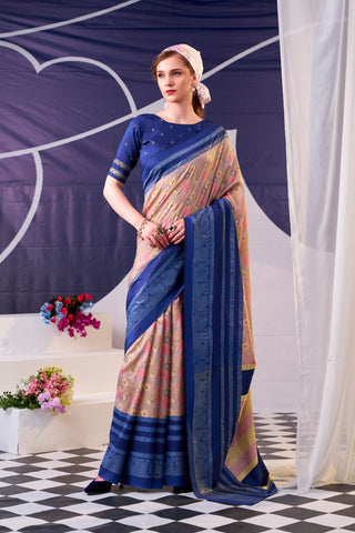 Tasar Silk Floral Printed Saree ClothsVilla