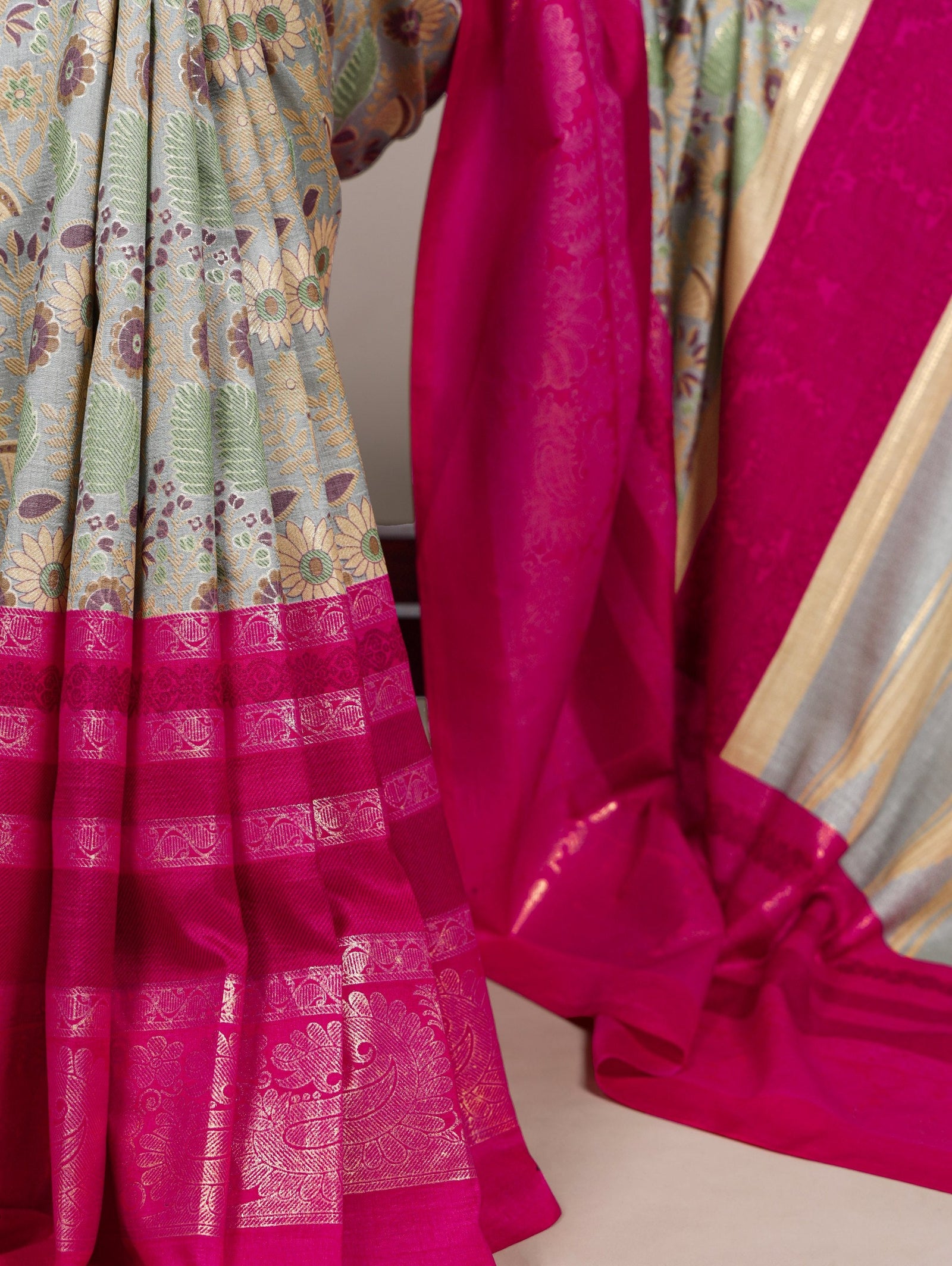 Tasar Silk Floral Printed Saree ClothsVilla