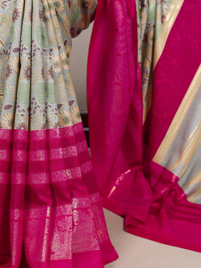 Tasar Silk Floral Printed Saree ClothsVilla