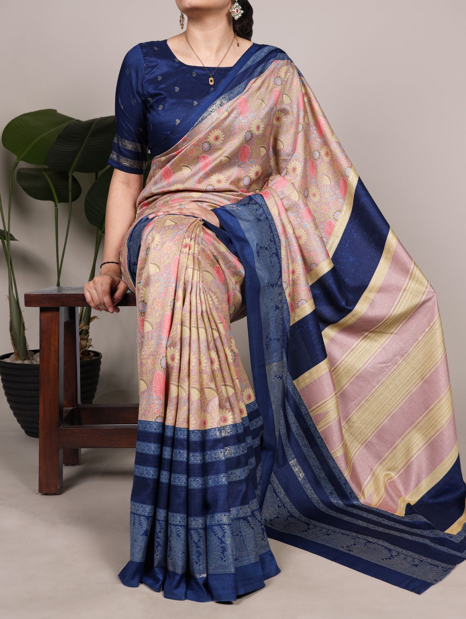 Tasar Silk Floral Printed Saree ClothsVilla