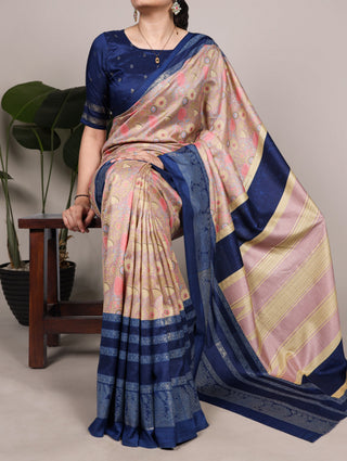 Tasar Silk Floral Printed Saree ClothsVilla