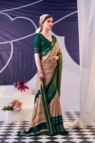 Tasar Silk Floral Printed Saree ClothsVilla