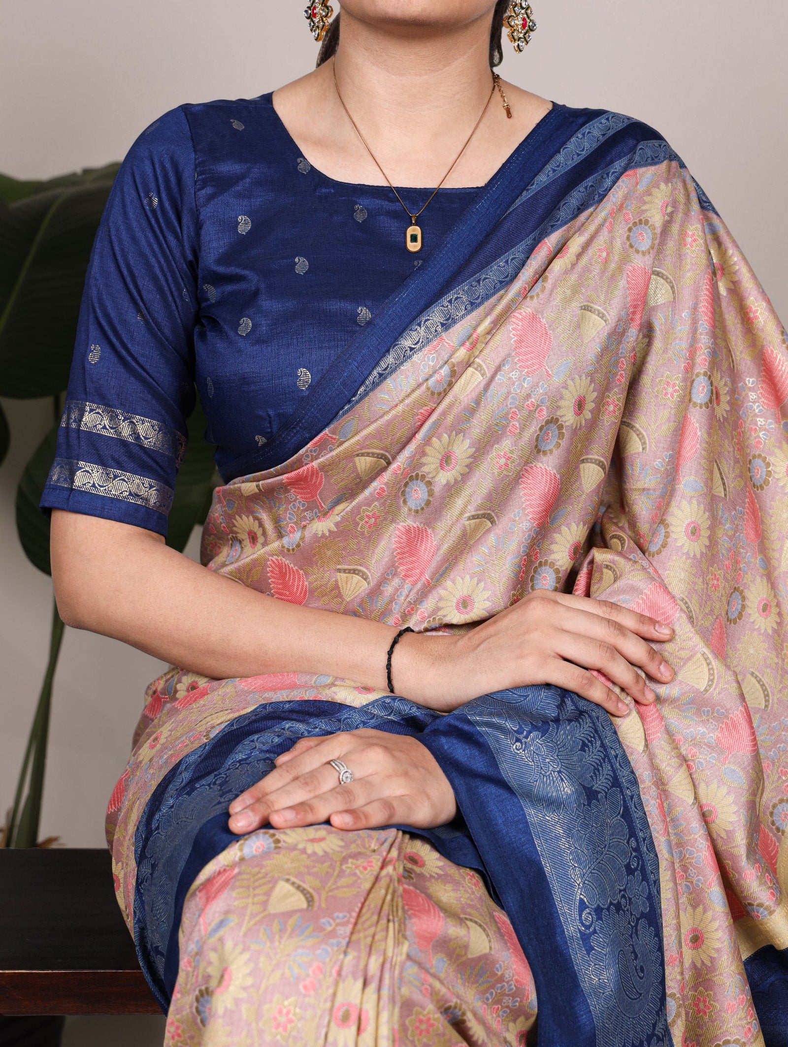 Tasar Silk Floral Printed Saree ClothsVilla