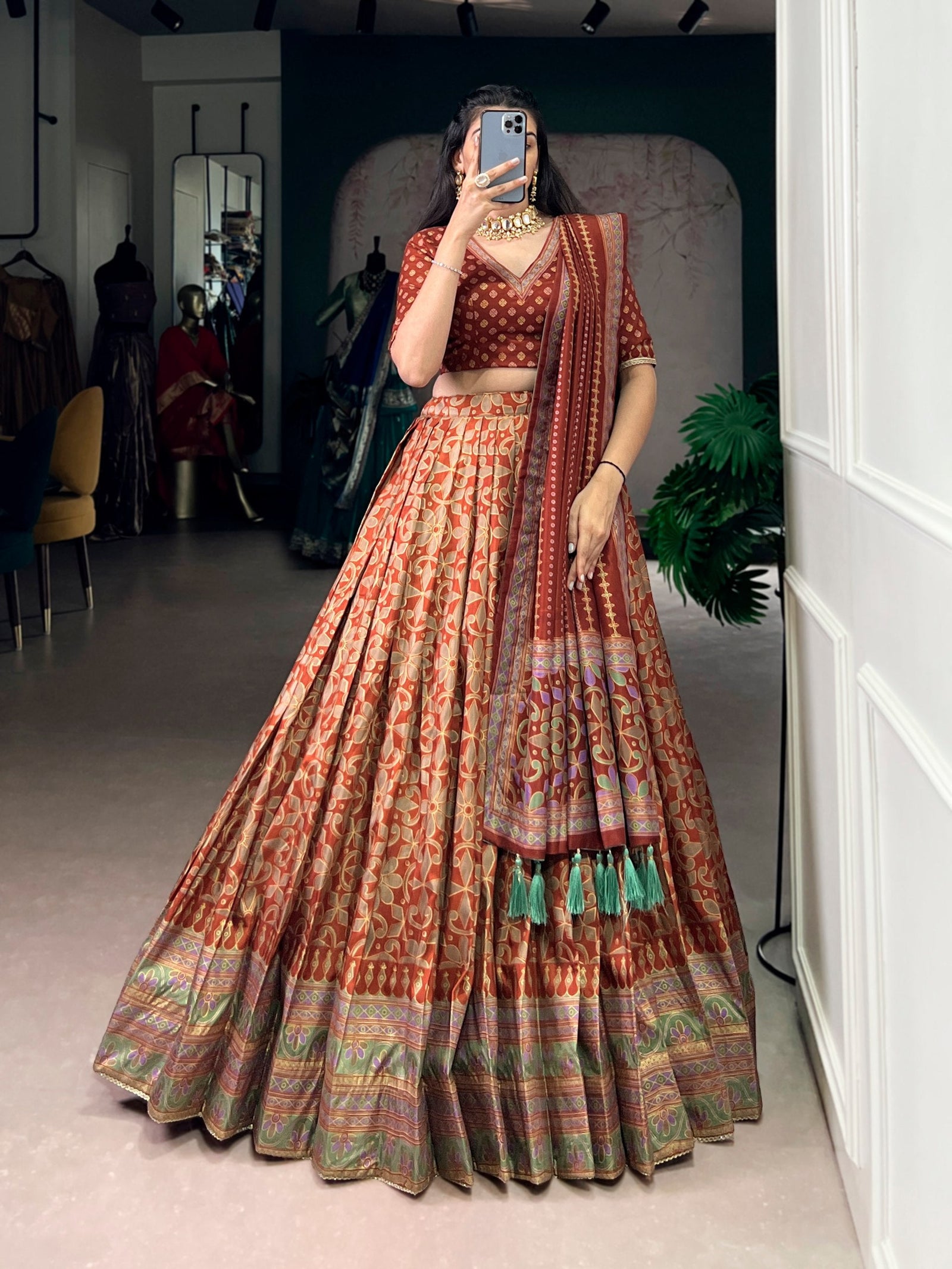Tasar Silk Sparkle Lehenga Set Clothsvilla