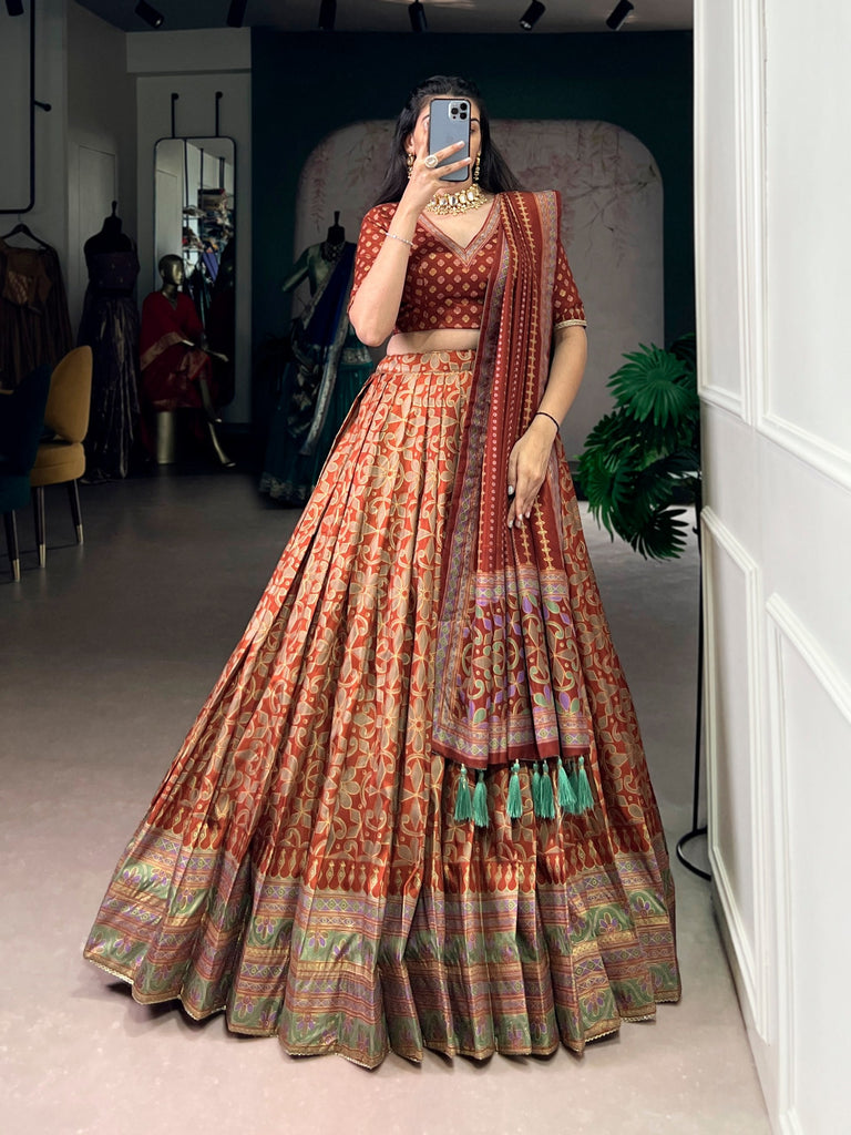 Tasar Silk Sparkle Lehenga Set Clothsvilla