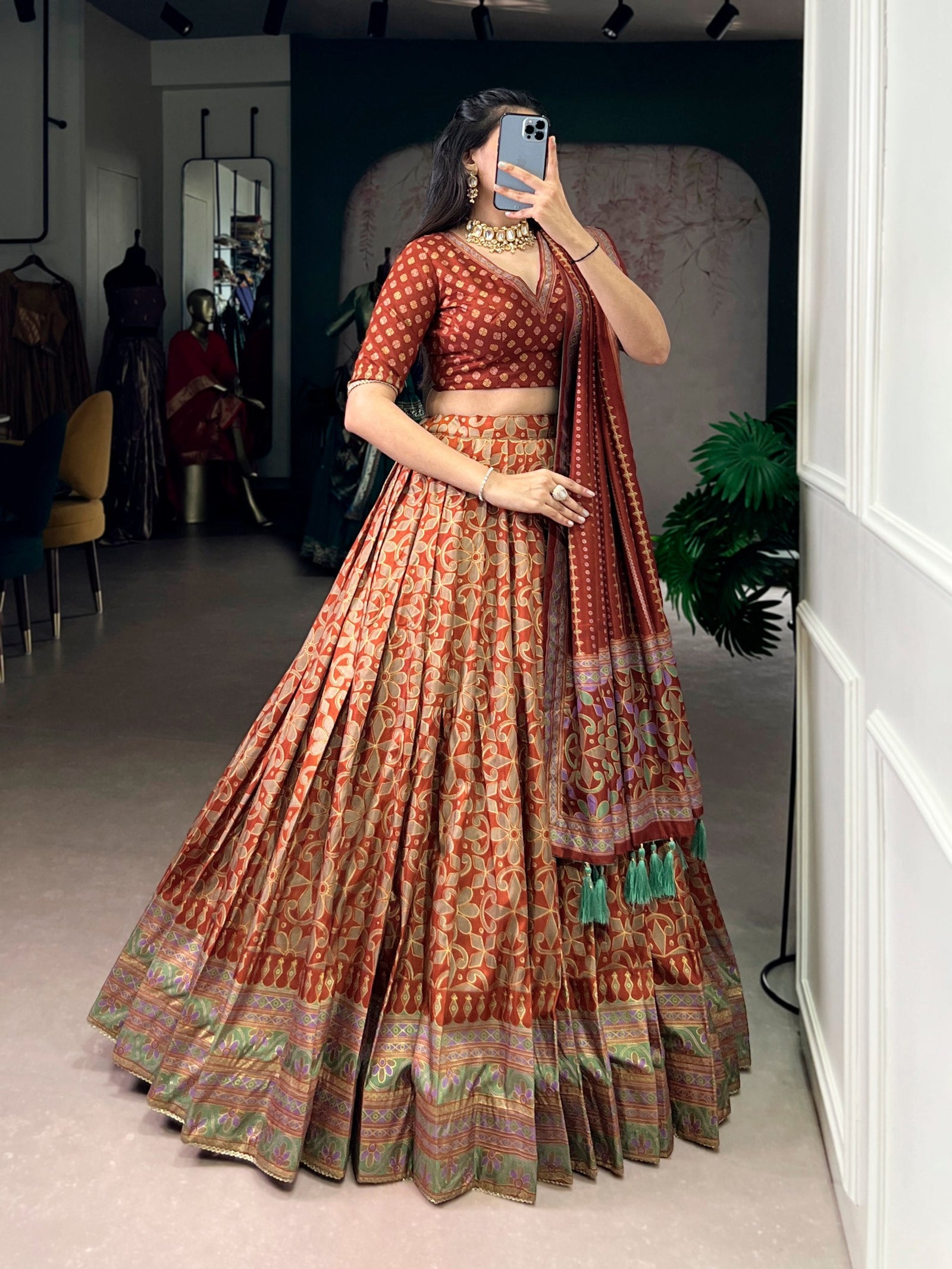 Tasar Silk Sparkle Lehenga Set Clothsvilla