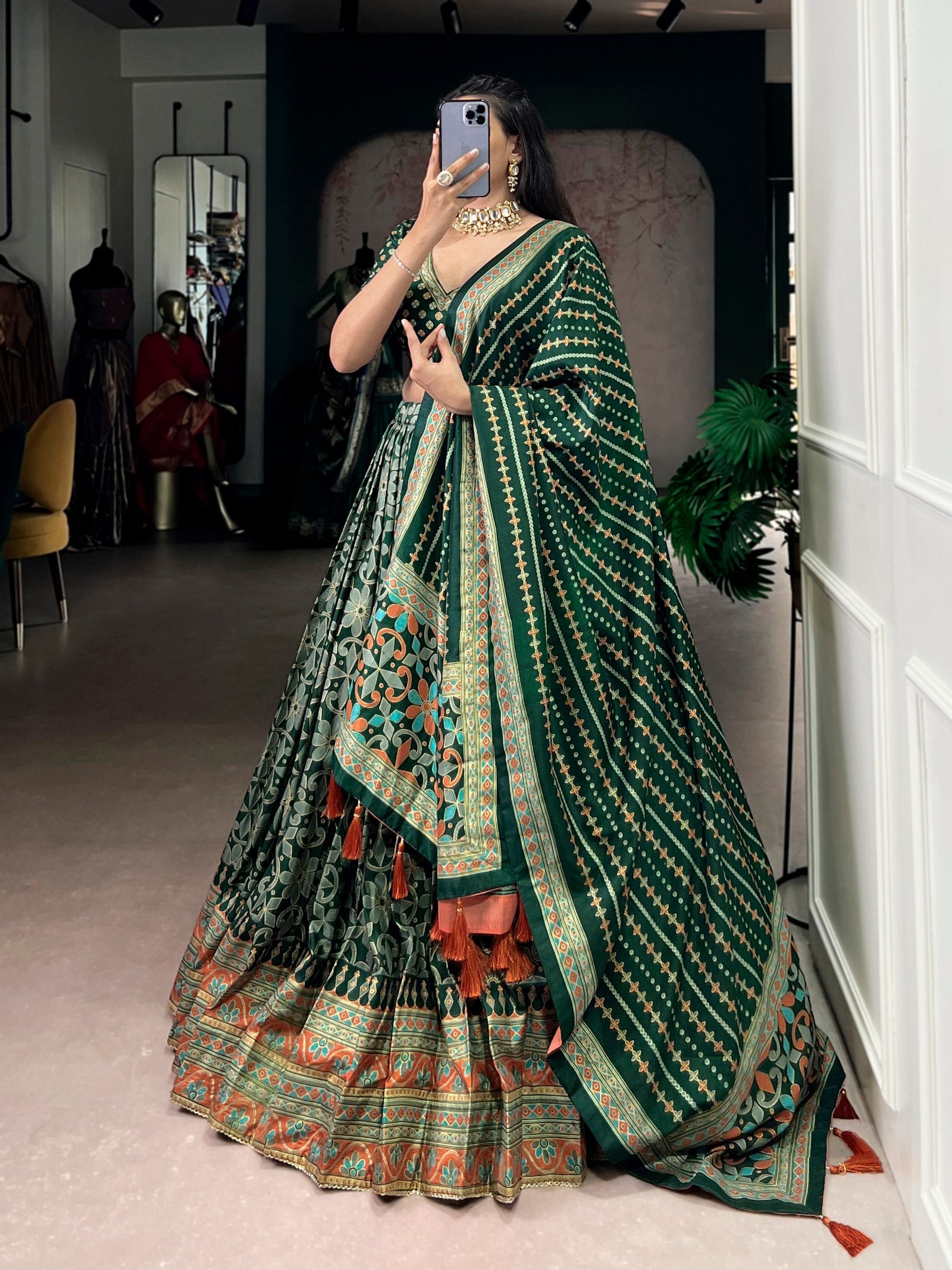 Tasar Silk Sparkle Lehenga Set Clothsvilla