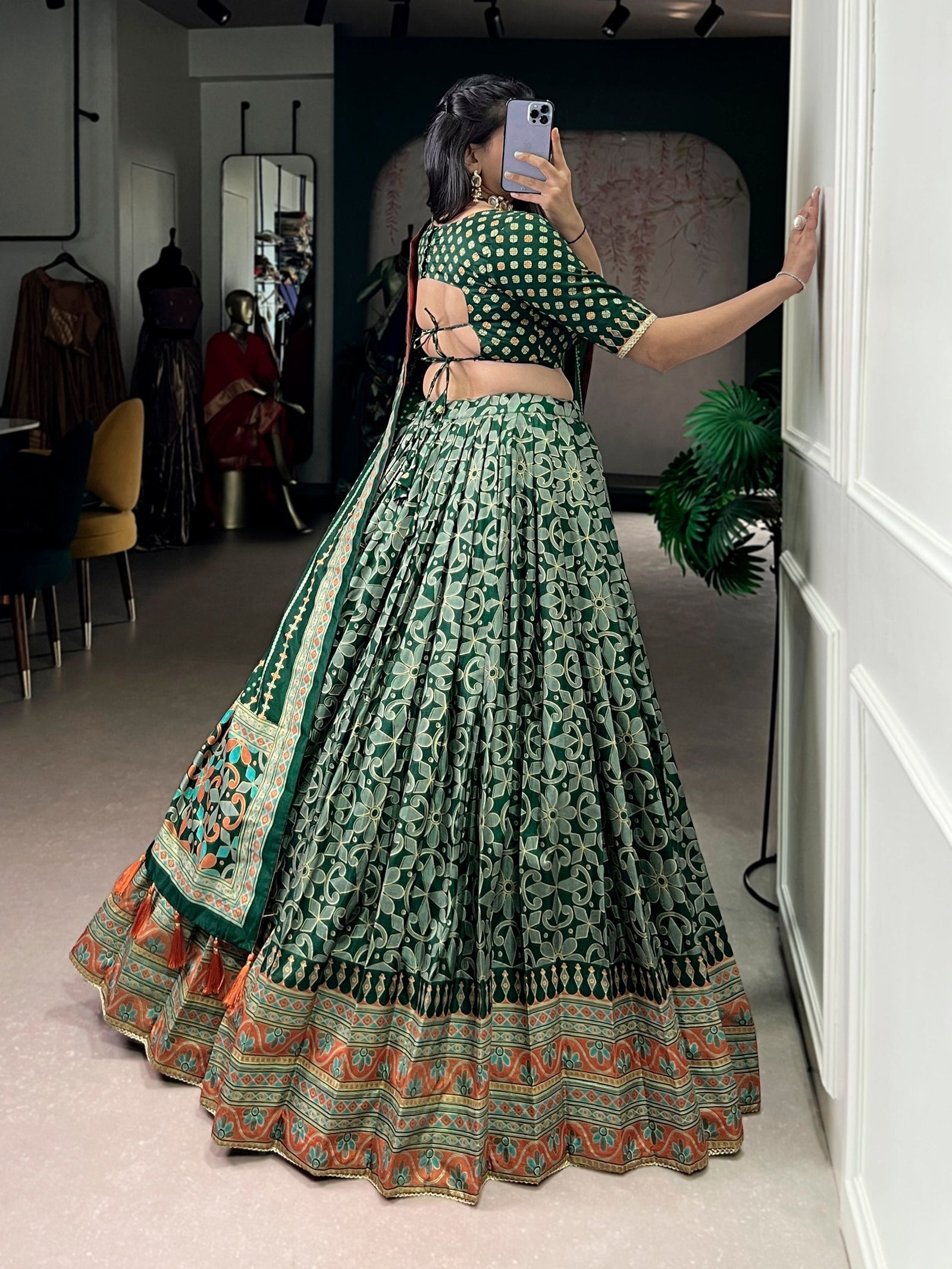 Tasar Silk Sparkle Lehenga Set Clothsvilla