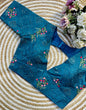 Load image into Gallery viewer, Teal Blue Blooming Silk Blouse with Sequins and Tone-on-Tone Thread Work ClothsVilla