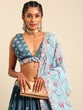 Load image into Gallery viewer, Teal Blue Chinon Sequin Embroidery Lehenga Choli Set ClothsVilla