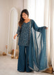 Load image into Gallery viewer, Teal Blue Designer Fancy Kurta Set ClothsVilla