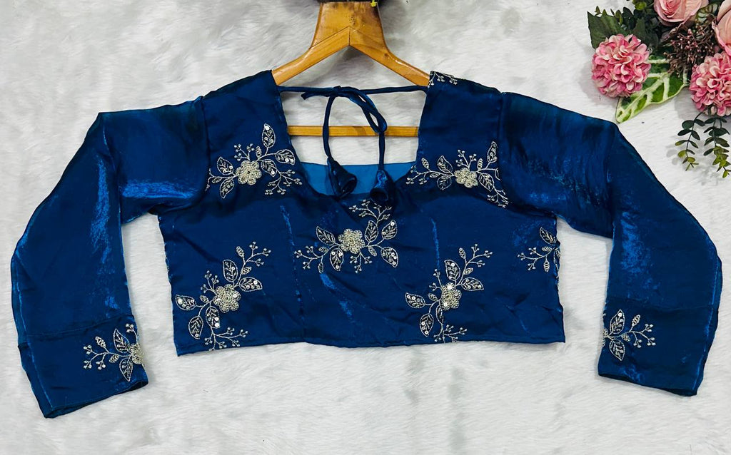 Teal Blue Designer Heavy Fandy Satin Embroidered Peplum Lehenga Set with Sequins, Zari Work, Belt & Matching Dupatta – Fully Stitched Festive & Party Wear Clothsvilla