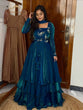 Load image into Gallery viewer, Teal Blue Designer Heavy Fandy Satin Embroidered Peplum Lehenga Set with Sequins, Zari Work, Belt &amp; Matching Dupatta – Fully Stitched Festive &amp; Party Wear Clothsvilla