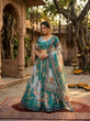 Load image into Gallery viewer, Teal Blue Digital Print Silk Lehenga Set ClothsVilla