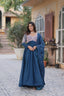 Teal Blue Elegant Embroidered Georgette Gown with Dupatta – Luxe Designer Collection