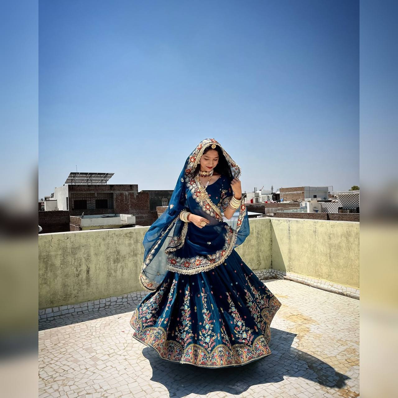 Teal Blue Elegant Faux Georgette Lehenga Choli Set with Thread & Sequin Work – Includes Dupatta ClothsVilla Main image
