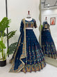 Load image into Gallery viewer, Teal Blue Elegant Faux Georgette Lehenga Choli Set with Thread &amp; Sequin Work – Includes Dupatta ClothsVilla