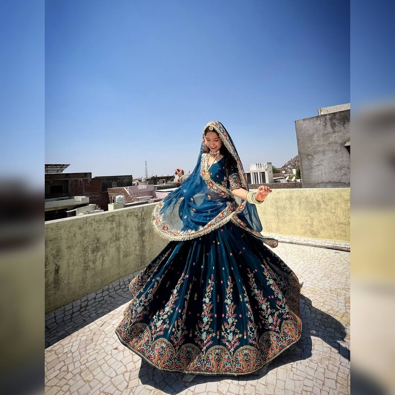 Teal Blue Elegant Faux Georgette Lehenga Choli Set with Thread & Sequin Work – Includes Dupatta ClothsVilla