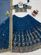 Load image into Gallery viewer, Teal Blue Elegant Faux Georgette Lehenga Choli Set with Thread &amp; Sequin Work – Includes Dupatta ClothsVilla
