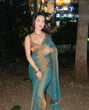 Load image into Gallery viewer, Teal Blue Elegant Marble Chiffon Saree – Soft, Lightweight &amp; Stylish Drape