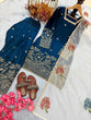 Load image into Gallery viewer, Teal Blue Embroidered Farshi Palazzo Set ClothsVilla