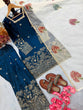 Load image into Gallery viewer, Teal Blue Embroidered Farshi Palazzo Set ClothsVilla