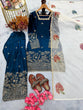 Load image into Gallery viewer, Teal Blue Embroidered Farshi Palazzo Set ClothsVilla