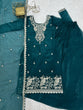 Load image into Gallery viewer, Teal Blue Embroidered Kurta Sharara Set ClothsVilla
