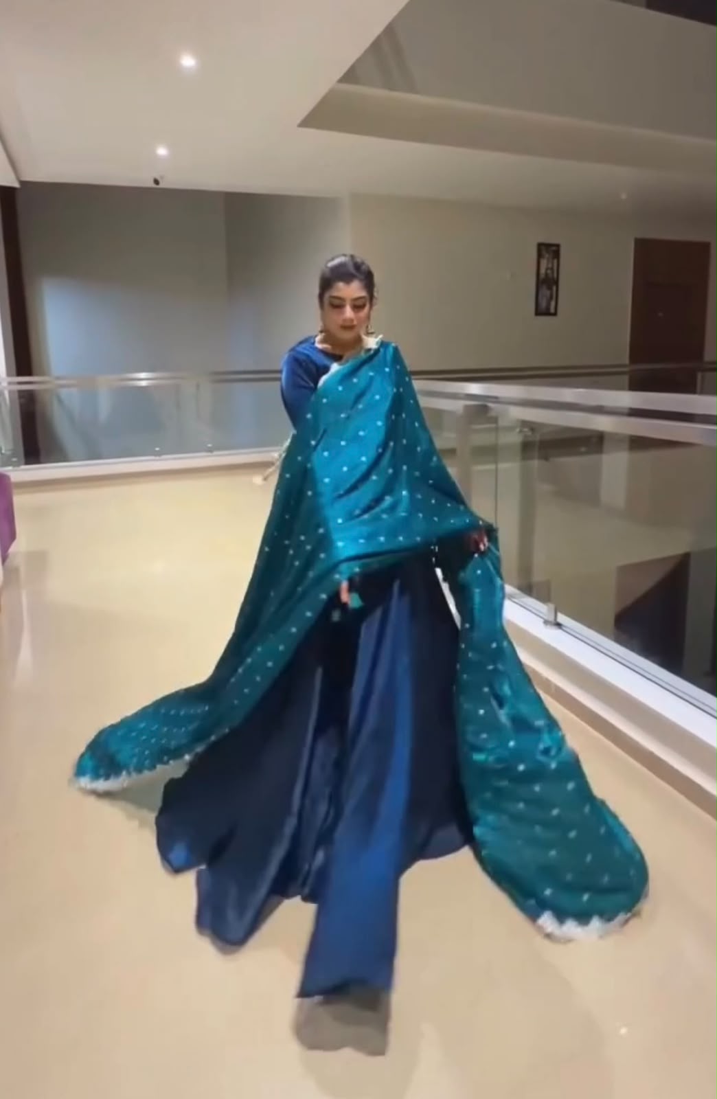 Teal Blue Fandy Crush Silk Gown ClothsVilla