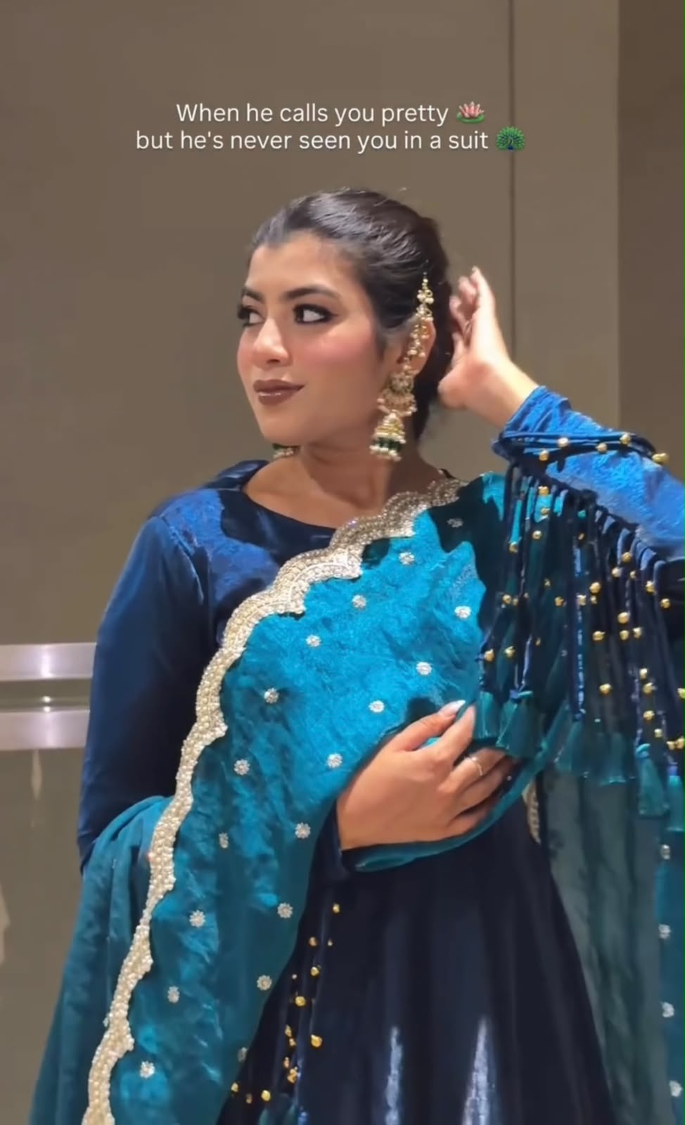 Teal Blue Fandy Crush Silk Gown ClothsVilla