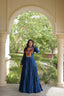 Teal Blue Kutchi Gamthi Mirror Work Gown ClothsVilla
