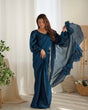 Load image into Gallery viewer, Teal Blue Premium Ready-to-Wear Organza Ruffle Saree with Stitched Blouse
