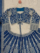 Load image into Gallery viewer, Teal Blue Stunning Faux Georgette Semi-Stitched Lehenga Choli Set with Cording Dori &amp; Sequin Work ClothsVilla