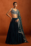 Teal Chinon Silk Sequin Lehenga ClothsVilla