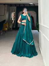 Load image into Gallery viewer, Teal Color Printed Georgette Lehenga Choli - Celebrate Style &amp; Comfort ClothsVilla