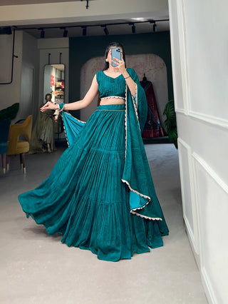 Teal Color Printed Georgette Lehenga Choli - Celebrate Style & Comfort ClothsVilla