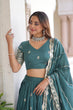 Load image into Gallery viewer, Teal Colour Premium Vichitra Silk Sequins &amp; Zari Multi-Embroidered Lehenga Choli Set ClothsVilla