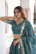 Load image into Gallery viewer, Teal Colour Premium Vichitra Silk Sequins &amp; Zari Multi-Embroidered Lehenga Choli Set ClothsVilla