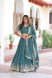 Load image into Gallery viewer, Teal Colour Premium Vichitra Silk Sequins &amp; Zari Multi-Embroidered Lehenga Choli Set ClothsVilla