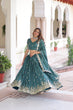 Load image into Gallery viewer, Teal Colour Premium Vichitra Silk Sequins &amp; Zari Multi-Embroidered Lehenga Choli Set ClothsVilla