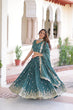 Load image into Gallery viewer, Teal Colour Premium Vichitra Silk Sequins &amp; Zari Multi-Embroidered Lehenga Choli Set ClothsVilla