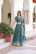 Load image into Gallery viewer, Teal Colour Premium Vichitra Silk Sequins &amp; Zari Multi-Embroidered Lehenga Choli Set ClothsVilla
